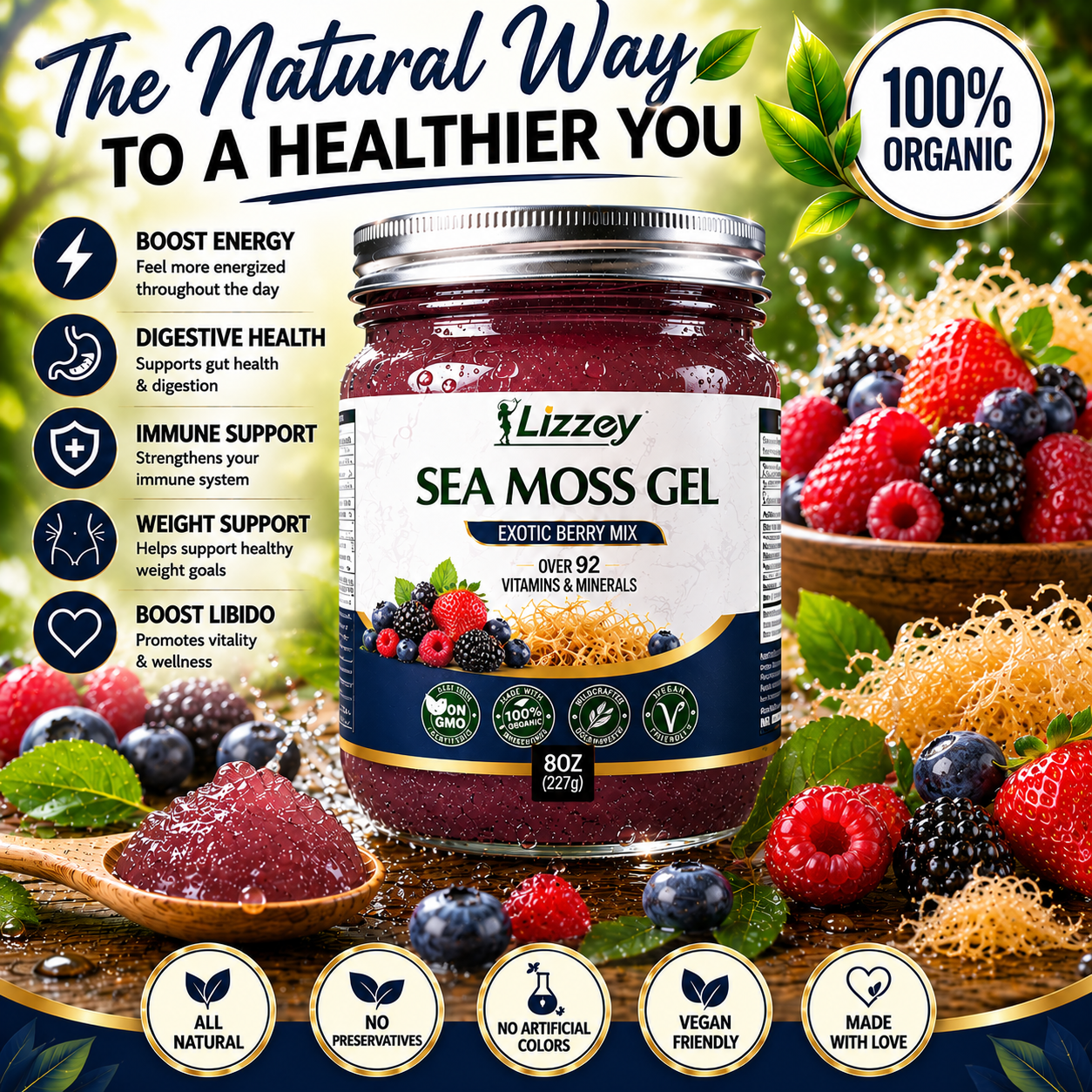 Organic Sea Moss Gel — Exotic Berry Mix