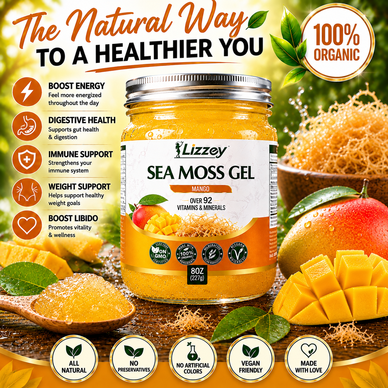 Organic Sea Moss Gel — Mango