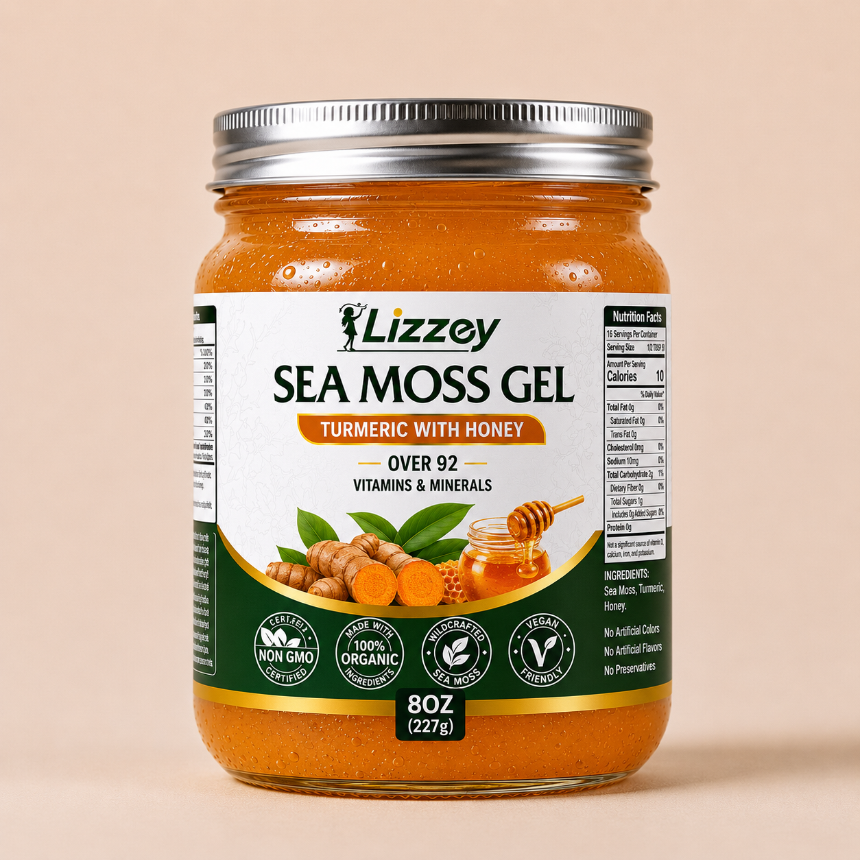 Organic Sea Moss Gel — Turmeric with Honey