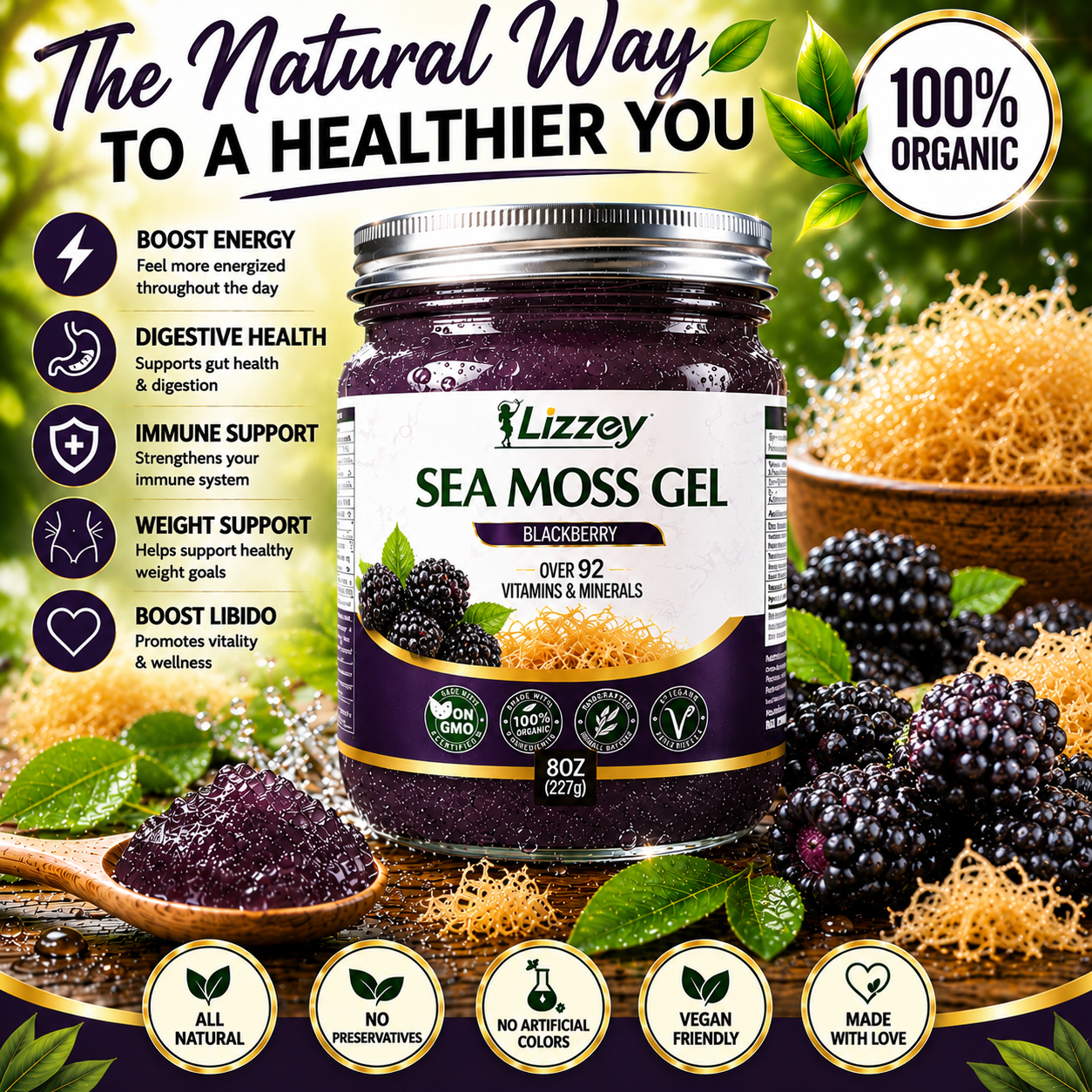 Organic Sea Moss Gel — Blackberry