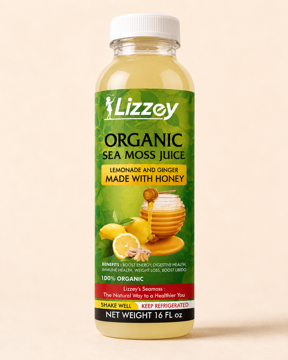 Organic Sea Moss Juice — Lemonade & Ginger with Honey