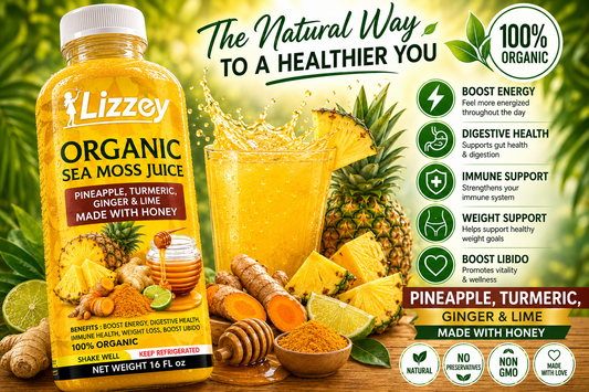 Organic Sea Moss Juice — Pineapple, Turmeric, Ginger & Lime with Honey