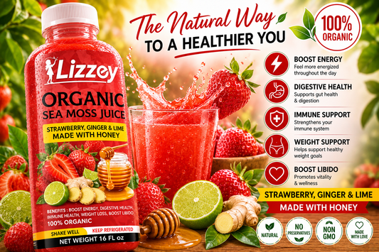 Organic Sea Moss Juice — Strawberry, Ginger & Lime with Honey